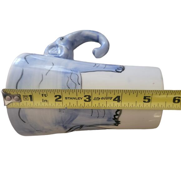 Unique Large White Cup Mug a Blue Elephant Head on the handle by Sherwood 3d - Picture 10 of 10